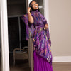 Blue Violet Luxe Pleated Silk Ensemble
