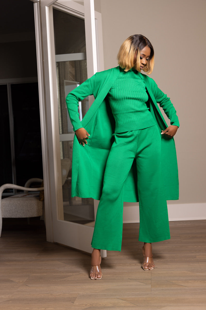 Emerald Chic 3-Piece Knit Co-ord Set