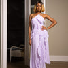 One-shoulder Lilac Asymmetric Split Maxi Dress