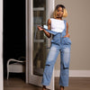 Women's One-Shoulder Denim Utility Jumpsuit